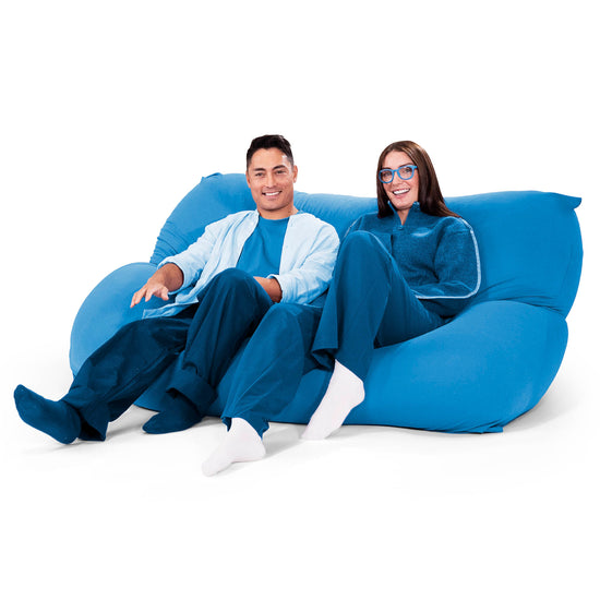 2人掛けラウンジャービーズクッション - むちゃのびストレッチブルー 02