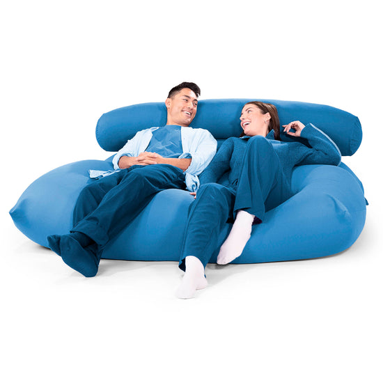 2人掛けラウンジャービーズクッション - むちゃのびストレッチブルー 03