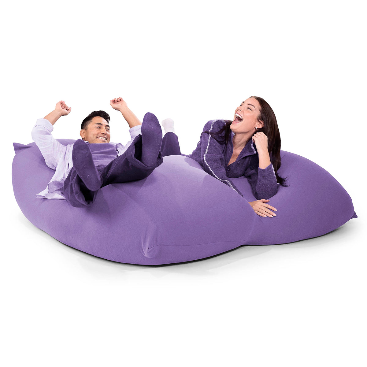 2人掛けラウンジャービーズクッション:パープル/むちゃのびストレッチ