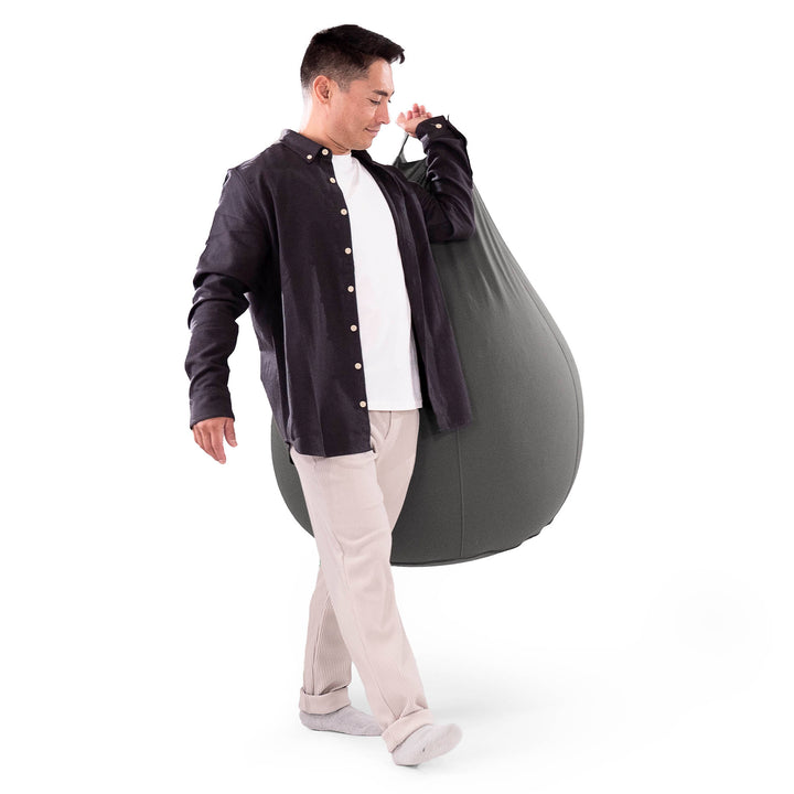 バルーンビーズクッションチェア - むちゃのびストレッチグレー 04
