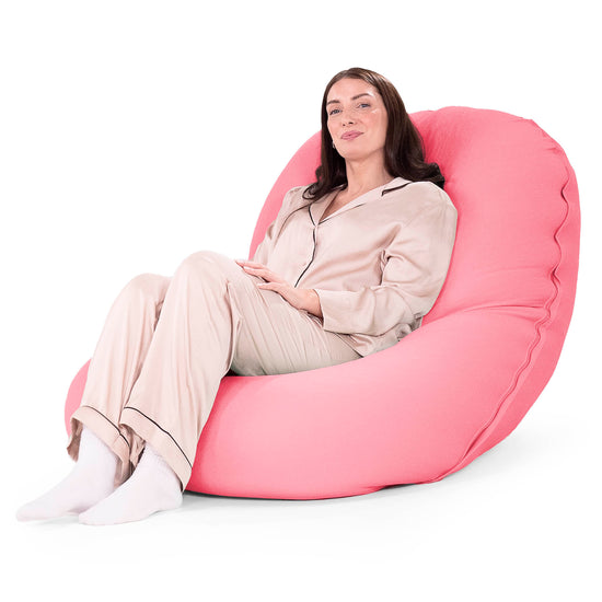グランデXL大型ビーズクッション - マシュマロストレッチサーモンピンク 04