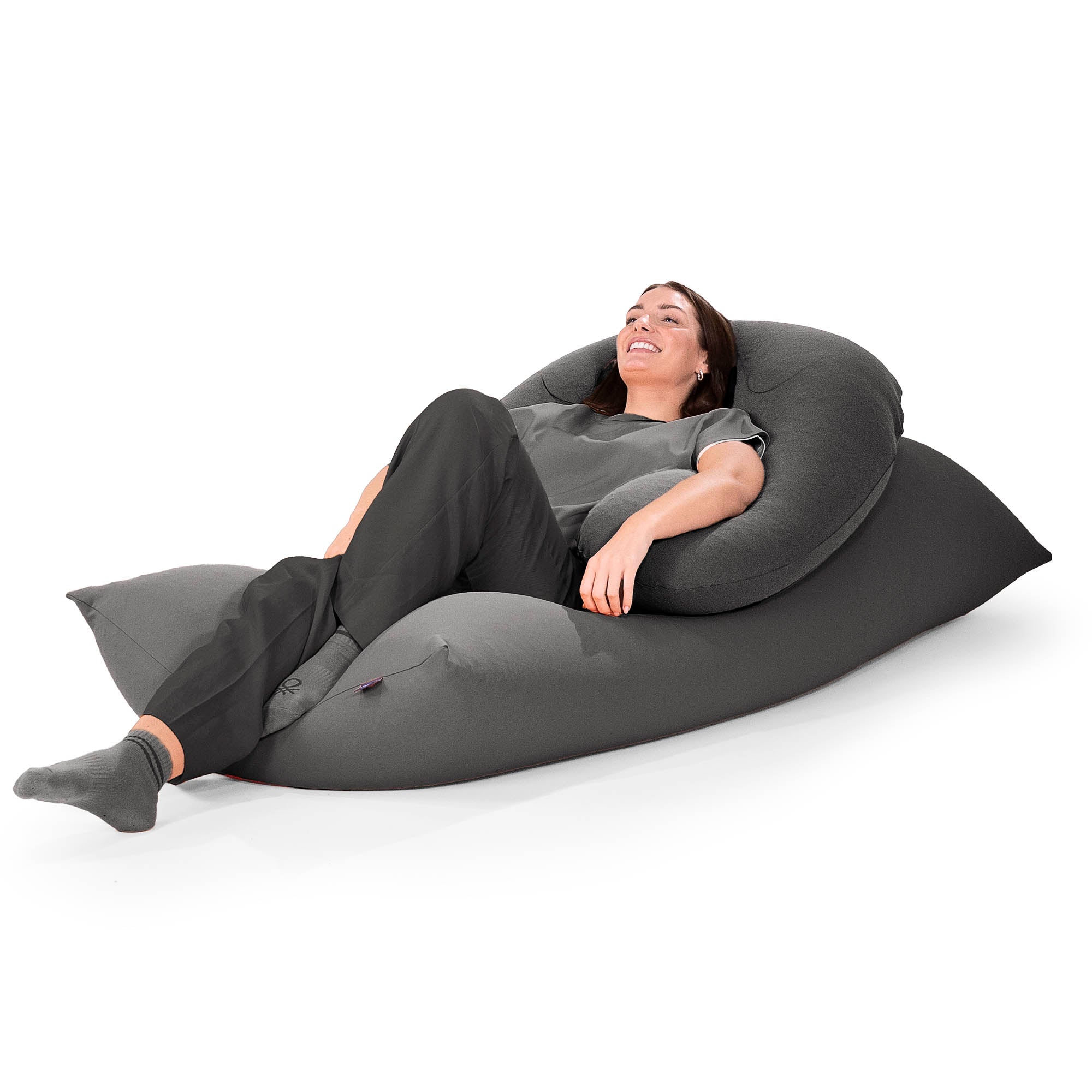 ラウンジャービーズクッション:グレー/むちゃのびストレッチ– Lounge