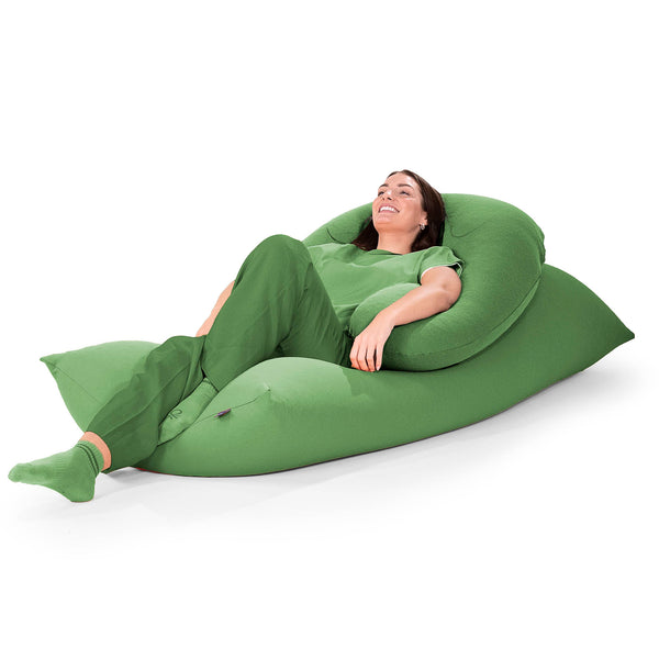 ラウンジャービーズクッションチェア - むちゃのびストレッチライム Fabric Close-up Image