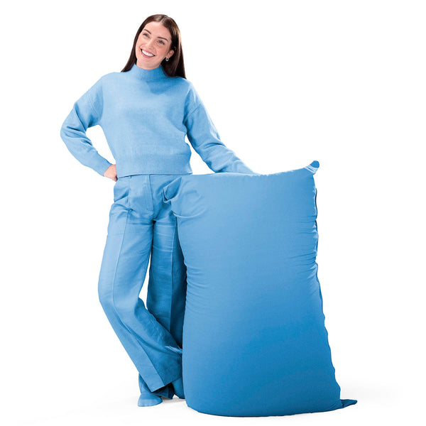 ラウンジャービーズクッションチェア - むちゃのびストレッチブルー Fabric Close-up Image