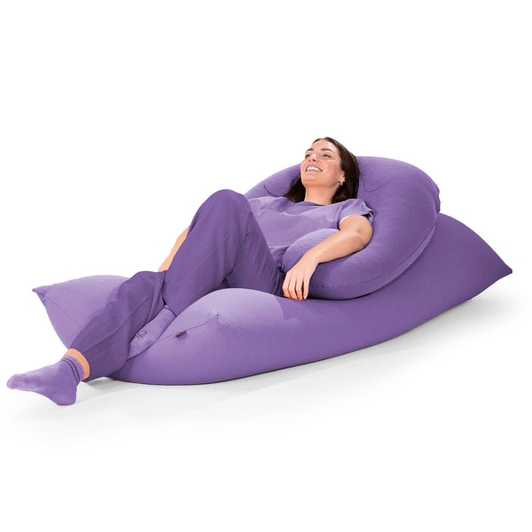 ラウンジャービーズクッションチェア - むちゃのびストレッチパープル Fabric Close-up Image