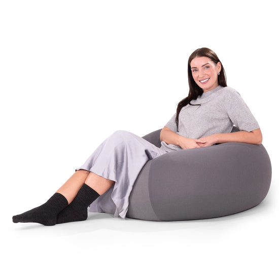 プーフビーズクッションチェア - むちゃのびストレッチグレー 02