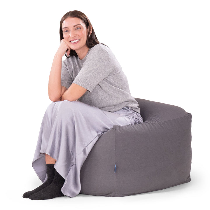 プーフビーズクッションチェア - むちゃのびストレッチグレー 03