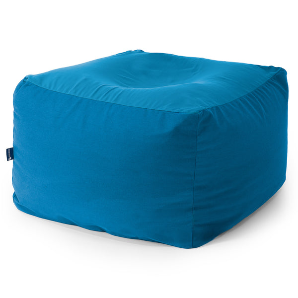 プーフビーズクッションチェア - むちゃのびストレッチブルー 01