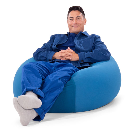 プーフビーズクッションチェア - むちゃのびストレッチブルー 03