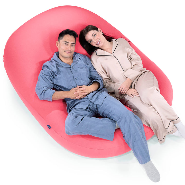 ベンティXXL特大ビーズクッション - マシュマロストレッチサーモンピンク 05