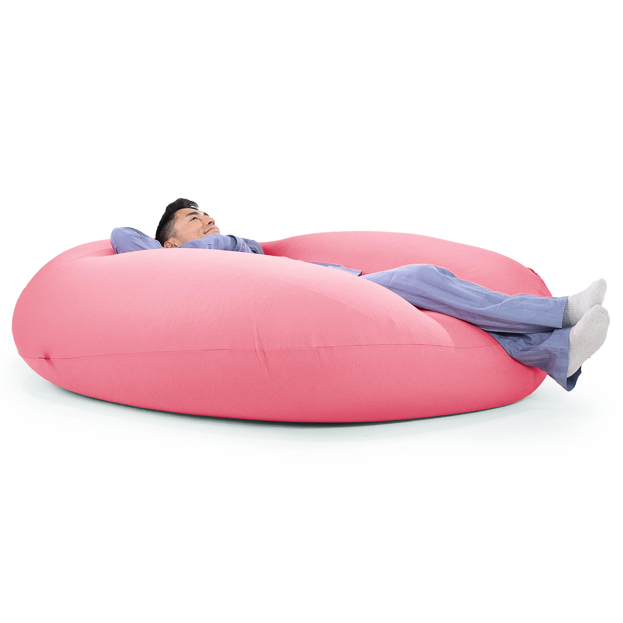 ベンティXXL特大ビーズクッション:サーモンピンク/マシュマロ