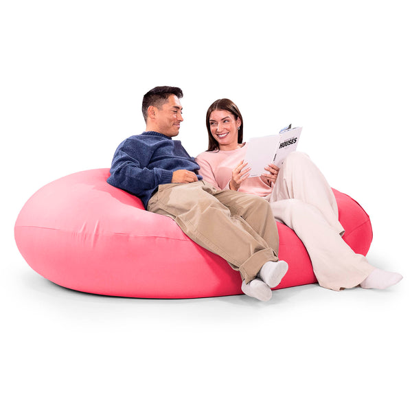 ベンティXXL特大ビーズクッション - マシュマロストレッチサーモンピンク 02