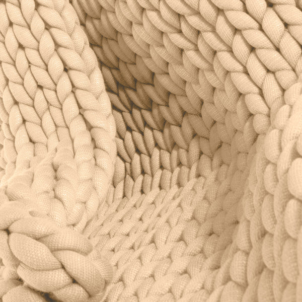 大人用ウェイトブランケット - チャンキーニットクリーム Fabric Close-up Image