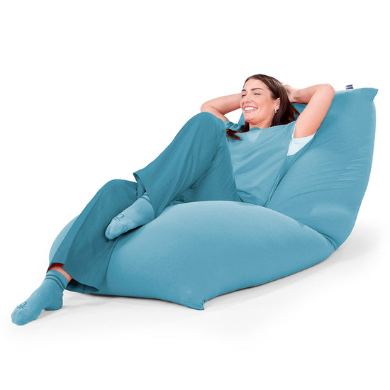 XL ラウンジャービーズクッション - むちゃのびストレッチペールブルー 02