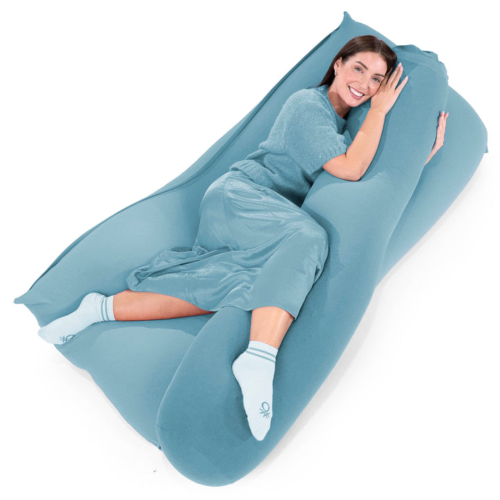 XL ラウンジャービーズクッション - むちゃのびストレッチペールブルー 06