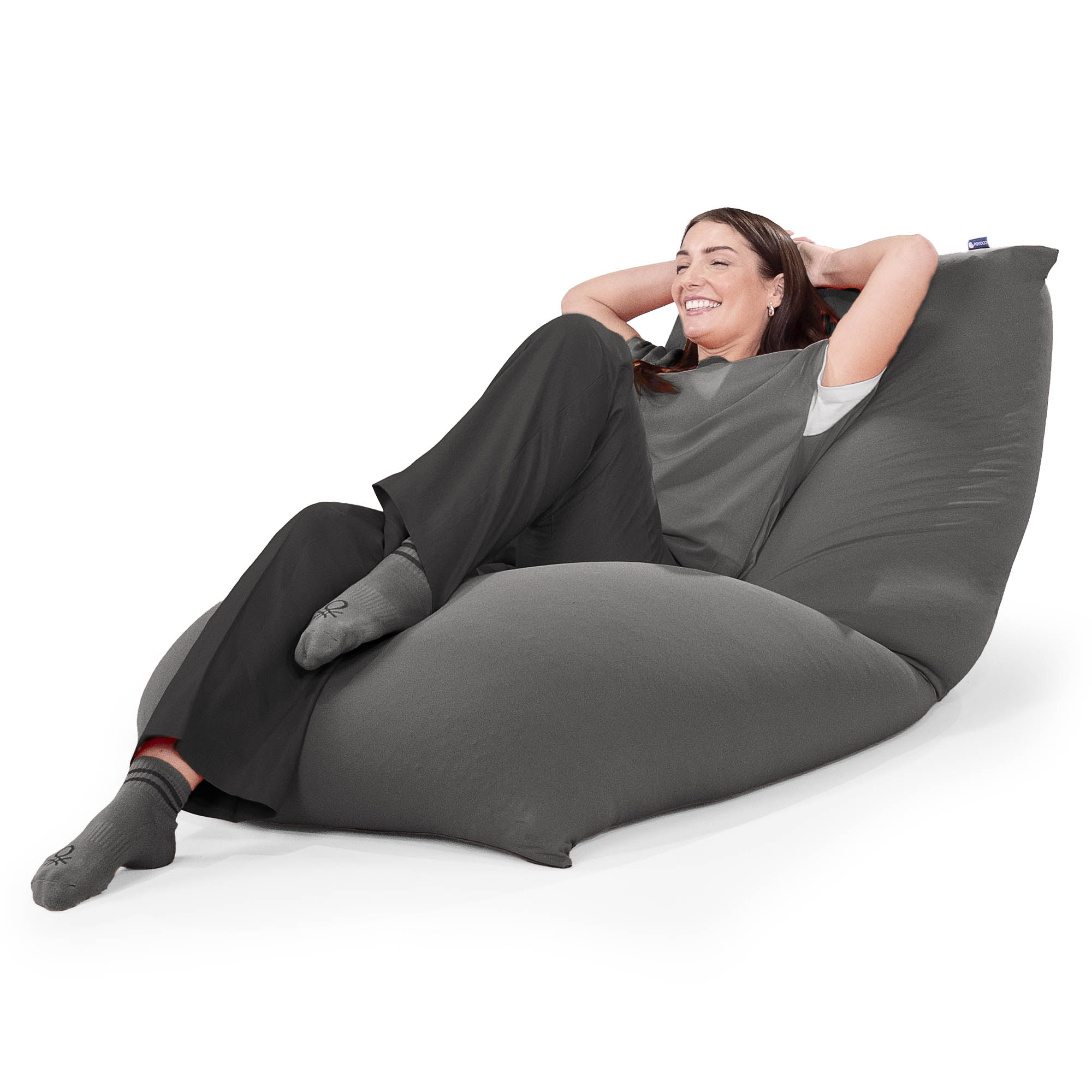 XL ラウンジャービーズクッション:グレー/むちゃのびストレッチ