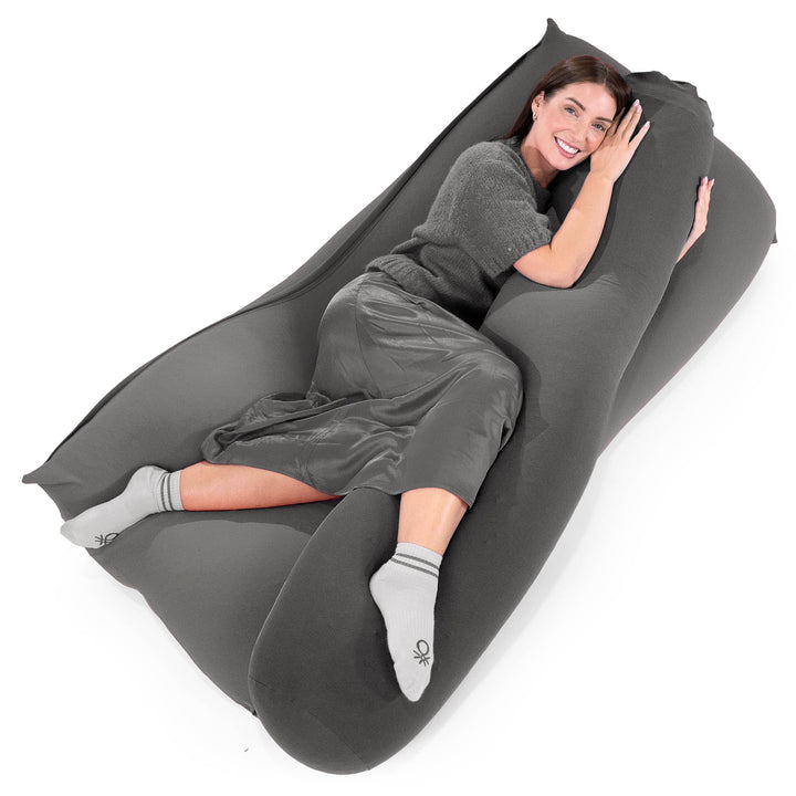 XL ラウンジャービーズクッション - むちゃのびストレッチグレー 06