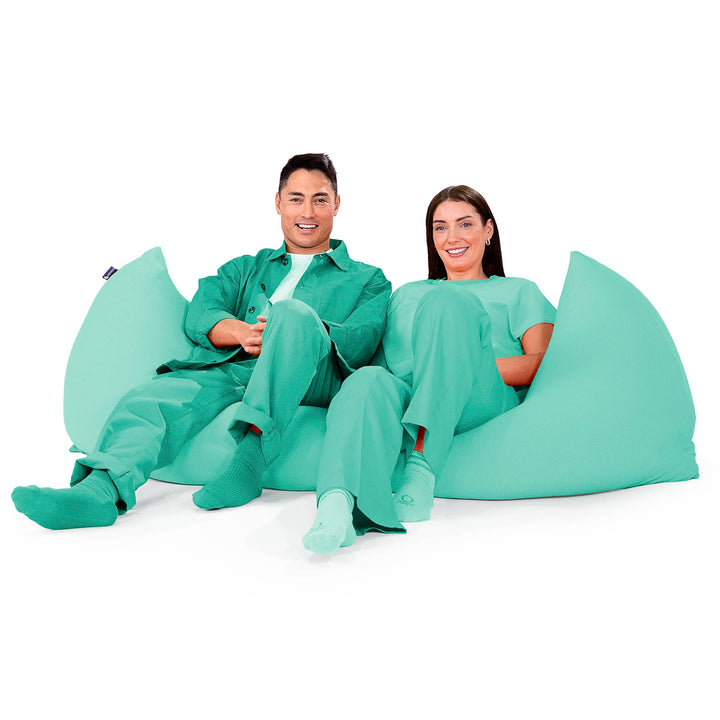 XL ラウンジャービーズクッション - むちゃのびストレッチピスタチオグリーン 04