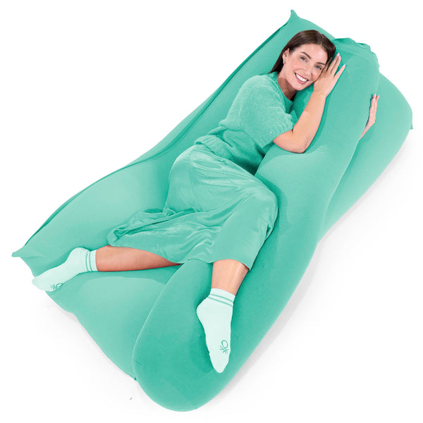 XL ラウンジャービーズクッションチェア - むちゃのびストレッチピスタチオグリーン Fabric Close-up Image