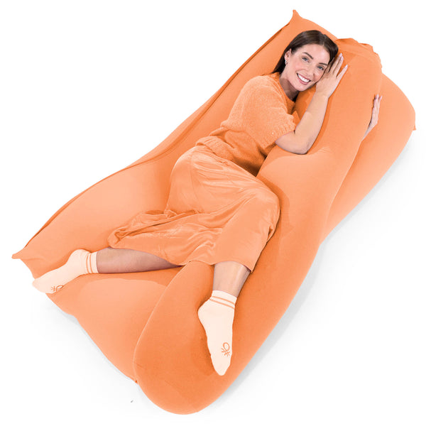 XL ラウンジャービーズクッションチェア - むちゃのびストレッチコーラル Fabric Close-up Image