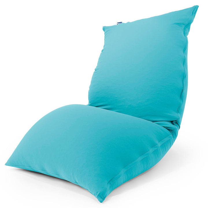 XL ラウンジャービーズクッション - むちゃのびストレッチターコイズブルー 01