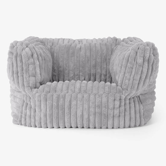 アルバートビーズクッション座椅子アームチェア - ふわふわコーデュロイグレー 01