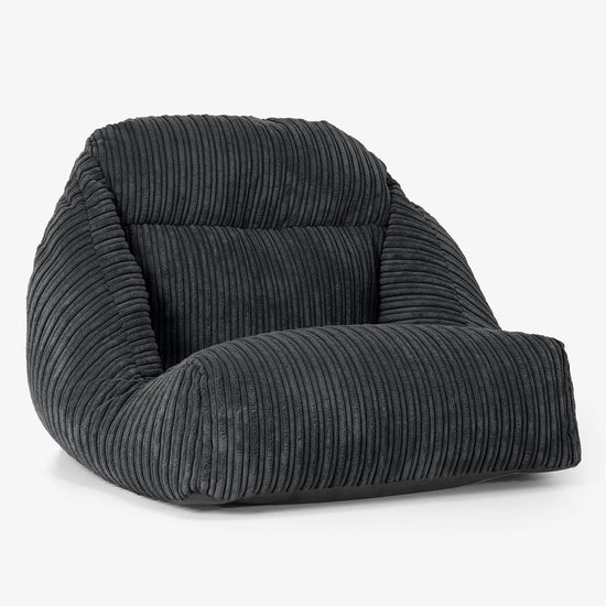 彩座椅子フロアビーズクッションチェア - クラシックコーデュロイブラック 01