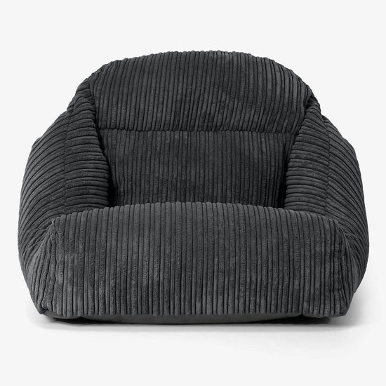 彩座椅子フロアビーズクッションチェア - クラシックコーデュロイブラック 02