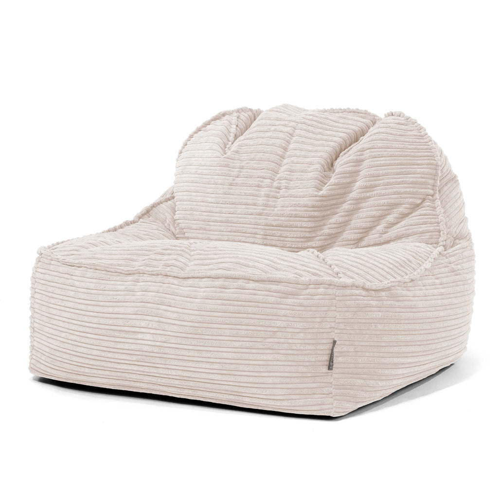 【美品】lounge pug のんびりビーズクッションチェア　アイボリー LoungePug のんびりビーズチェア2.0-クラシックコーデュロイアイボリー