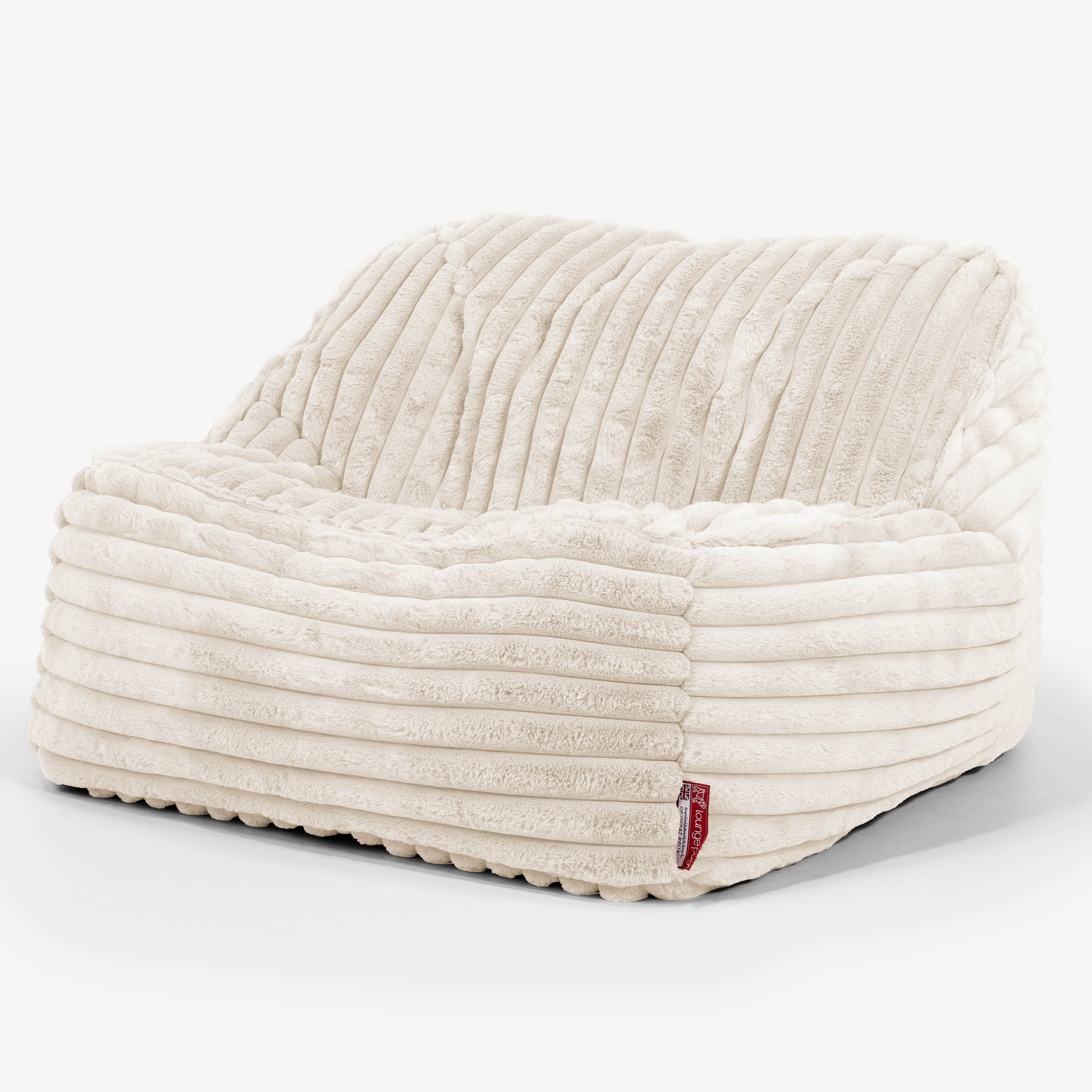 LoungePug のんびりビーズチェア-ふわもこテディブークレアイボリー