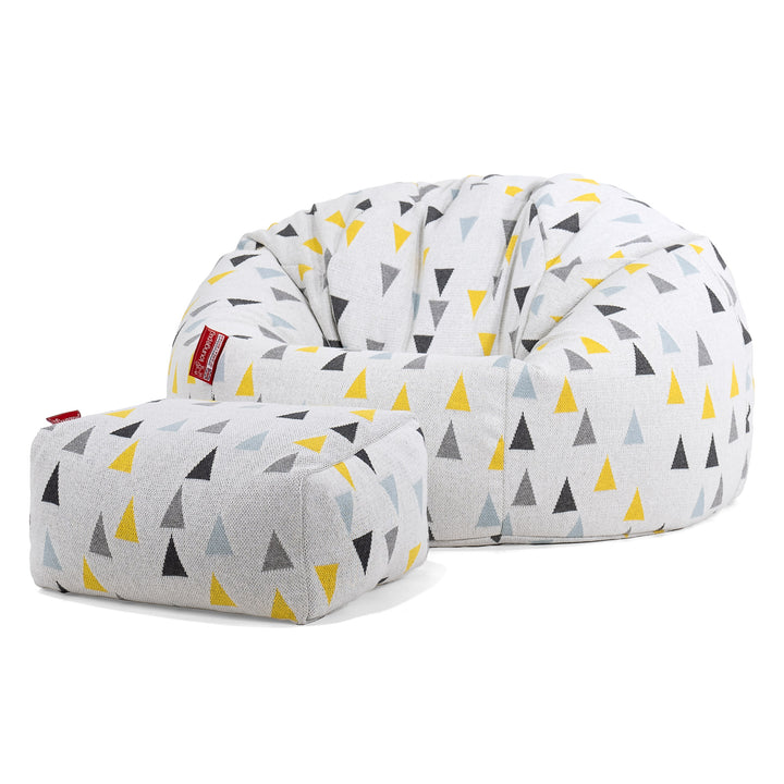 クラシックビーズクッションチェア - ニット幾何学トライアングル 02