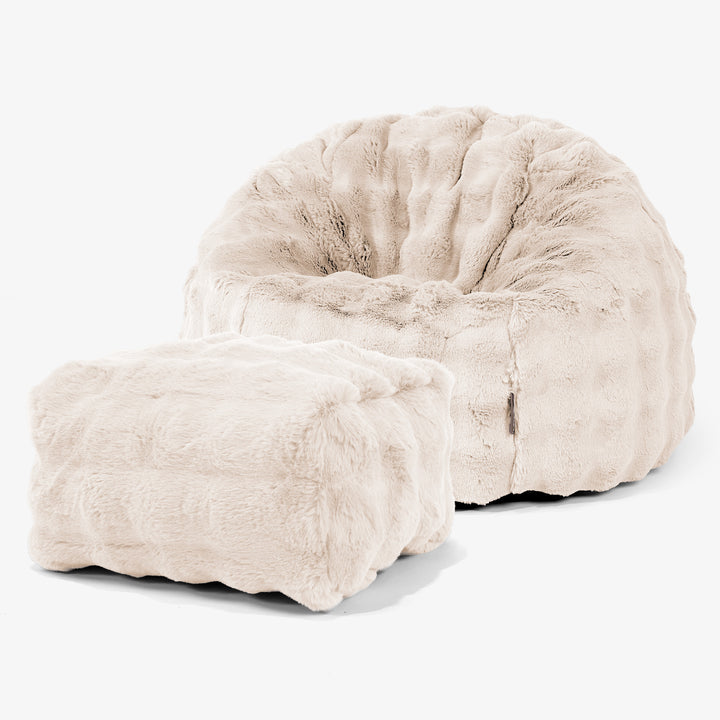 【限定品】loungepug ビーズクッション　ベージュ Lounge Pug クラシックビーズクッションチェア - ポンポンファー