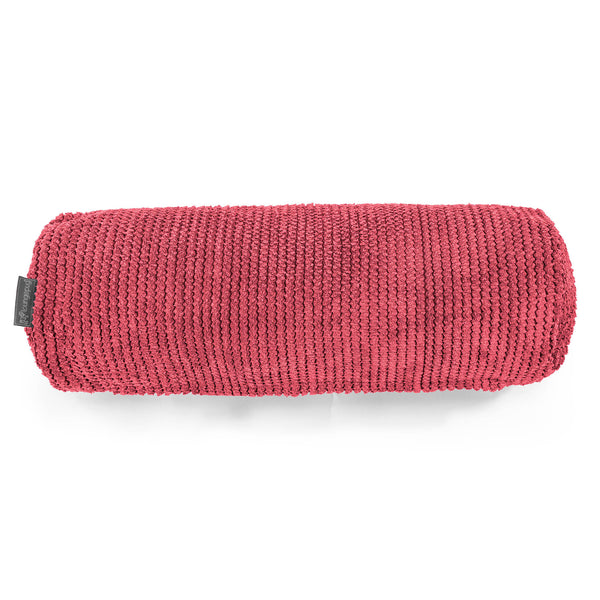 筒型ボルスタークッションカバー 20 x 55cm - ポンポンパステルレッド 01