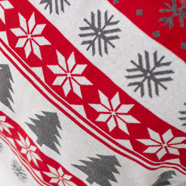 特大クッションカバー 70 x 70cm - ニットクリスマスフェアアイルレッド Fabric Close-up Image