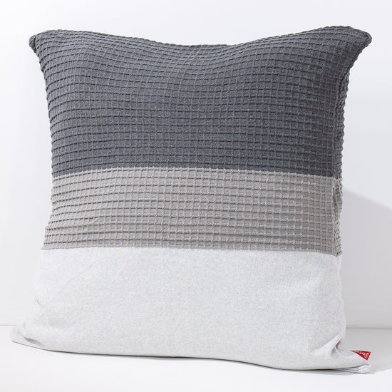 特大クッションカバー 70 x 70cm - ニットカラーブロックグレー 02