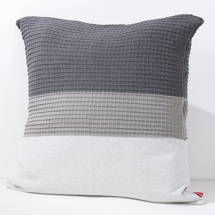 特大クッションカバー 70 x 70cm - ニットカラーブロックグレー 02