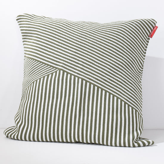 特大クッションカバー 70 x 70cm - ニットストライプグリーン 02