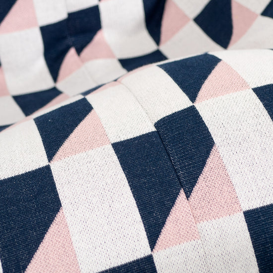 ゲームラウンジャービーズクッション - ニット幾何学柄ブルー 03