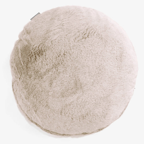 丸形ラウンドクッションカバー 50cm - フェイクラビットファーゴールデンブラウン 01