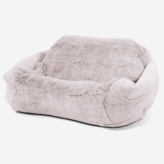 サビーンアームチェア座椅子ビーズクッション - フェイクラビットファーダスティピンク 01