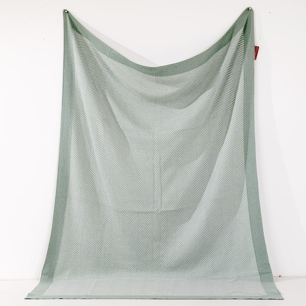 ひざ掛け/ブランケット - ニットヘリンボーンサックスブルー 01