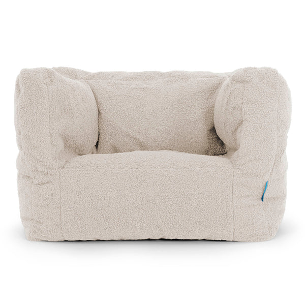 子供用アルバートアームチェア1-5歳用座椅子ビーズクッション - ふわもこテディブークレアイボリー 01