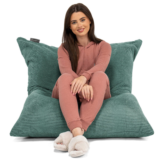 XXL特大ビーズクッション - ポンポンモスグリーン 02