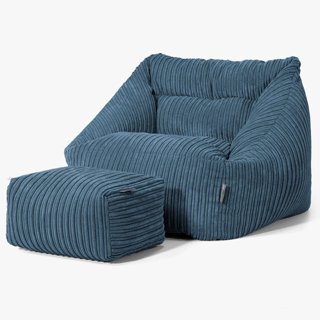 マヤ座椅子ビーズクッションチェア - クラシックコーデュロイネイビー 02