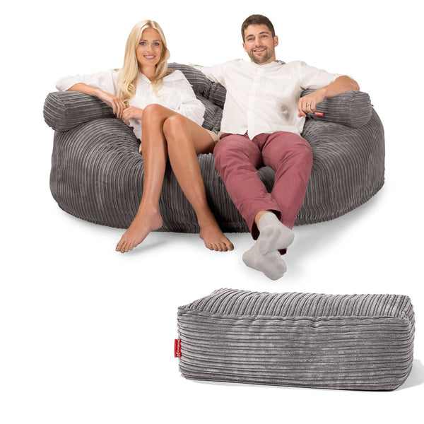 CloudSac 3000 XXL 超特大キングサイズ メモリーフォームビーズクッションソファ - クラシックコーデュロイグラファイトグレー Fabric Close-up Image