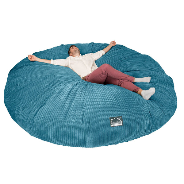 CloudSac 5000 XXXXXL 超特大タイタニックメモリーフォームビーズクッションソファ - クラシックコーデュロイターコイズブルー 01