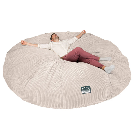 CloudSac 5000 XXXXXL 超特大タイタニックメモリーフォームビーズクッションソファ - クラシックコーデュロイアイボリー 01