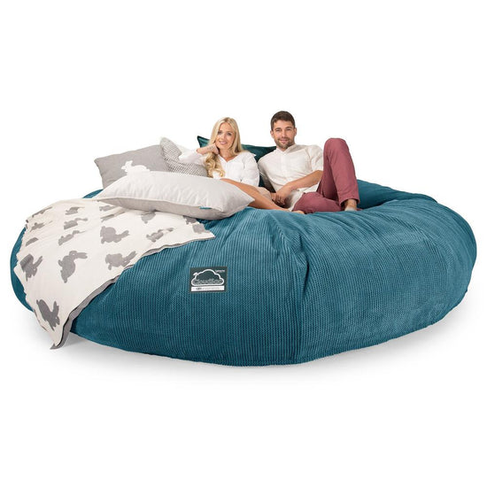 CloudSac 5000 XXXXXL 超特大タイタニックメモリーフォームビーズクッションソファ - ポンポンターコイズブルー 03