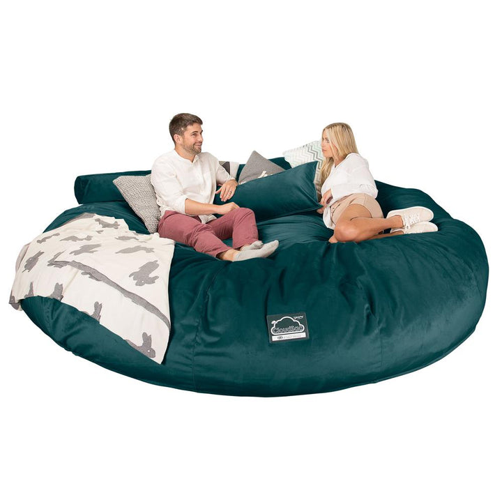 CloudSac 5000 XXXXXL 超特大タイタニックメモリーフォームビーズクッションソファ - ベルベットティール 04