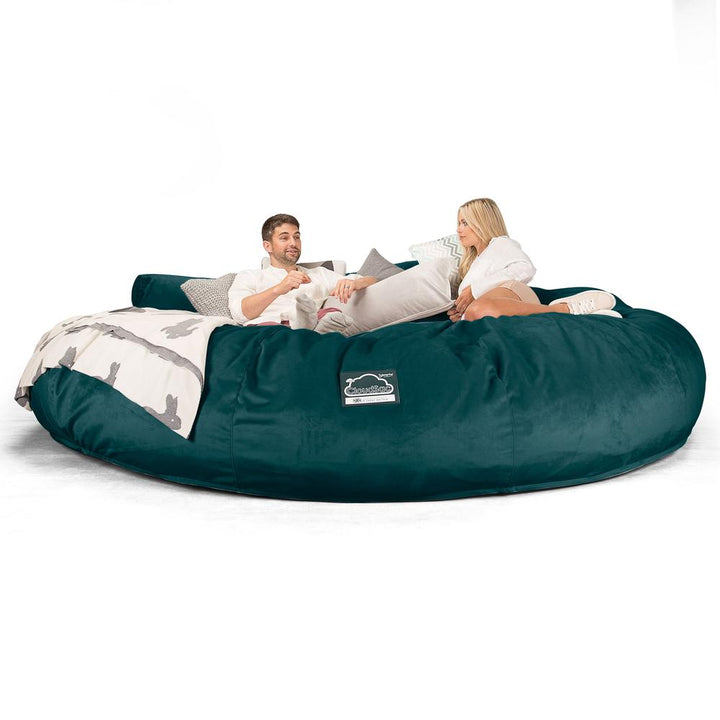 CloudSac 5000 XXXXXL 超特大タイタニックメモリーフォームビーズクッションソファ - ベルベットティール 05